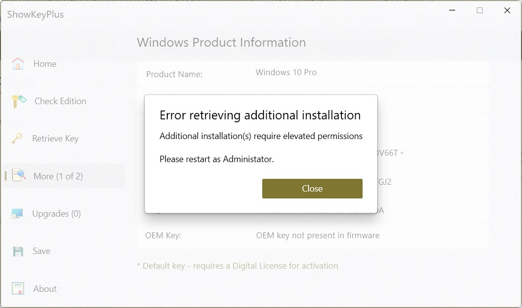 ShowKeyPlus screenshot