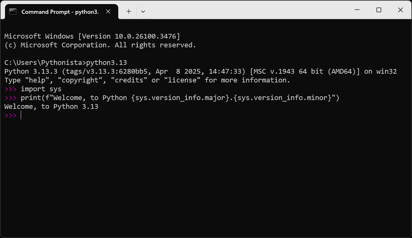 Python 3.13 screenshot