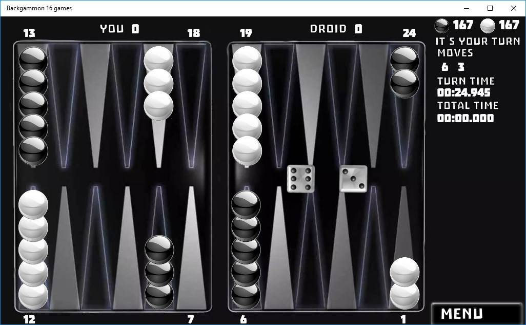 Backgammon 16 games screenshot