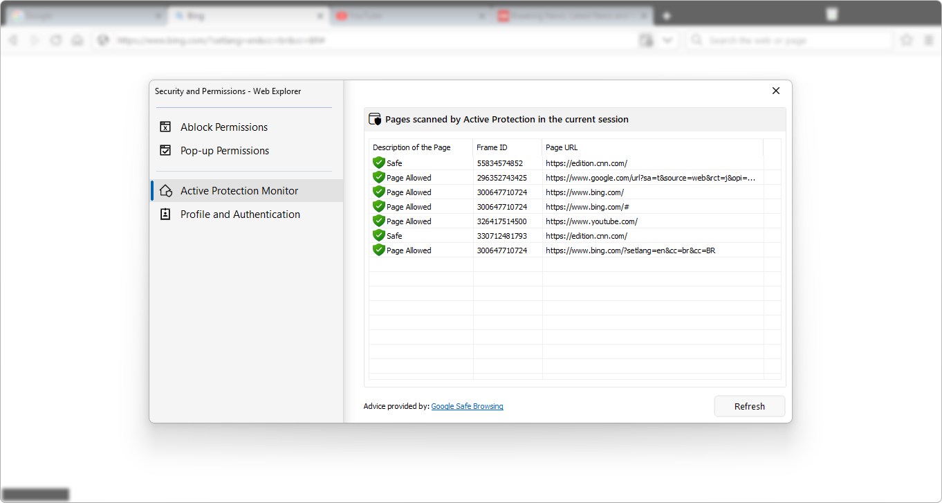 Web Explorer screenshot