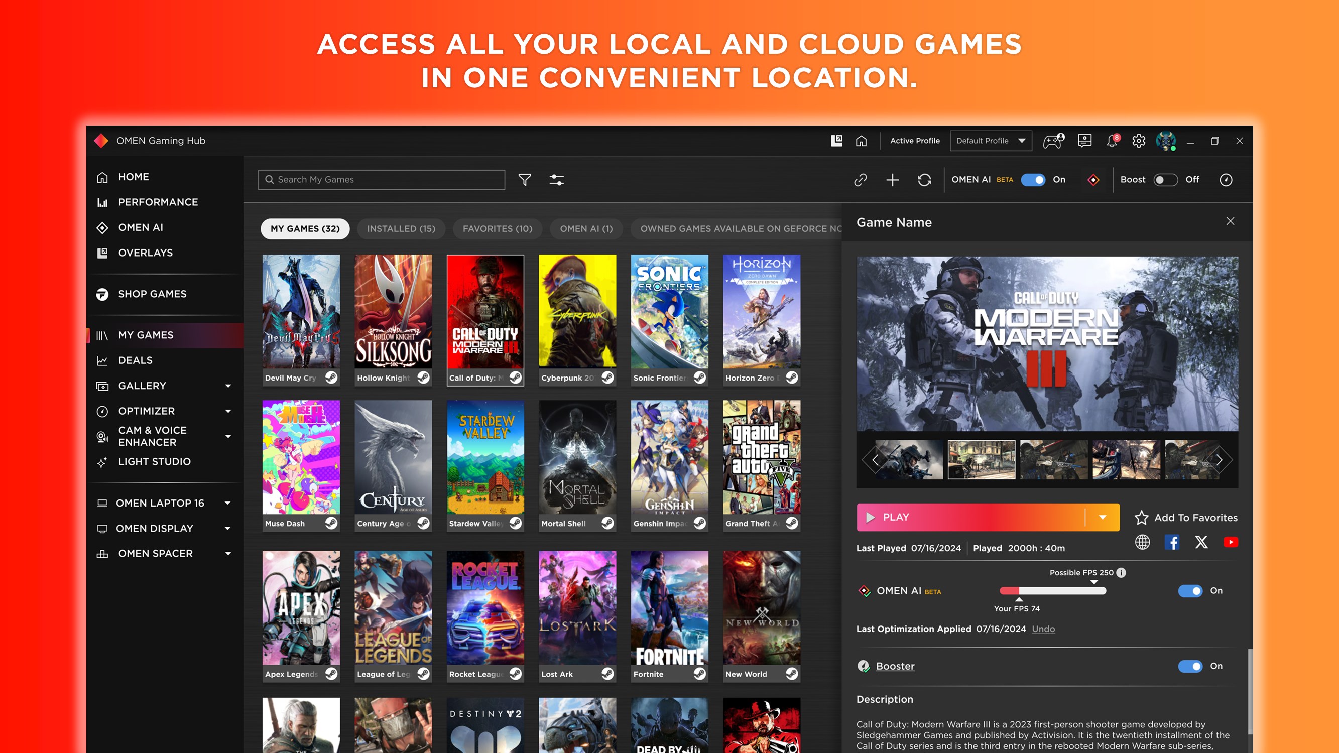 OMEN Gaming Hub screenshot