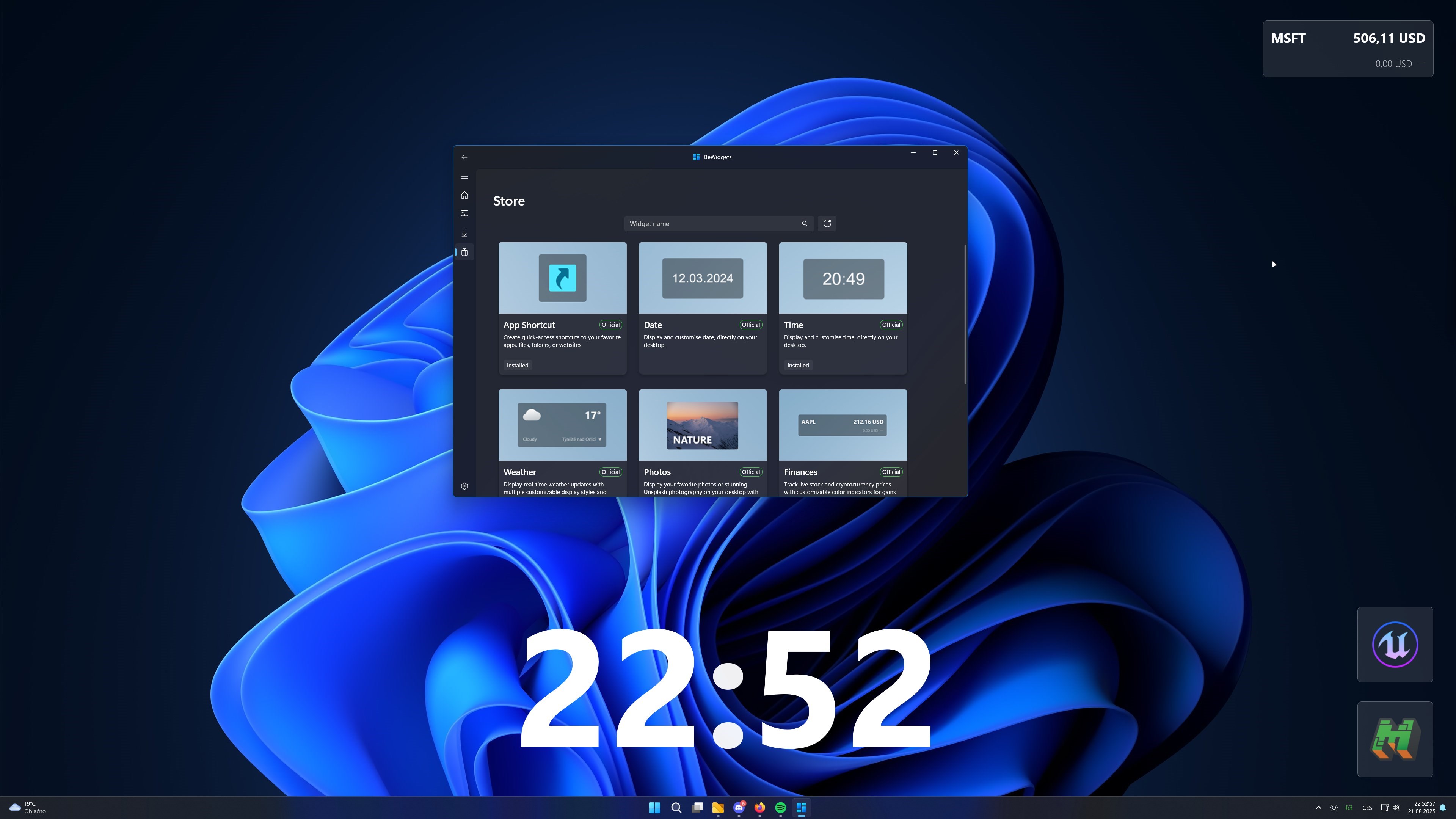 BeWidgets screenshot